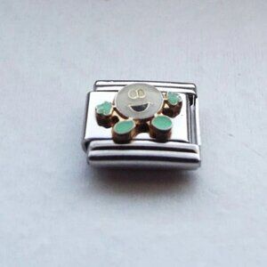 Happy white enamel candy 9mm stainless steel italian charm bracelet link new